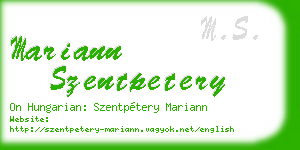 mariann szentpetery business card